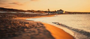Skåne solnedgång, ystad strand